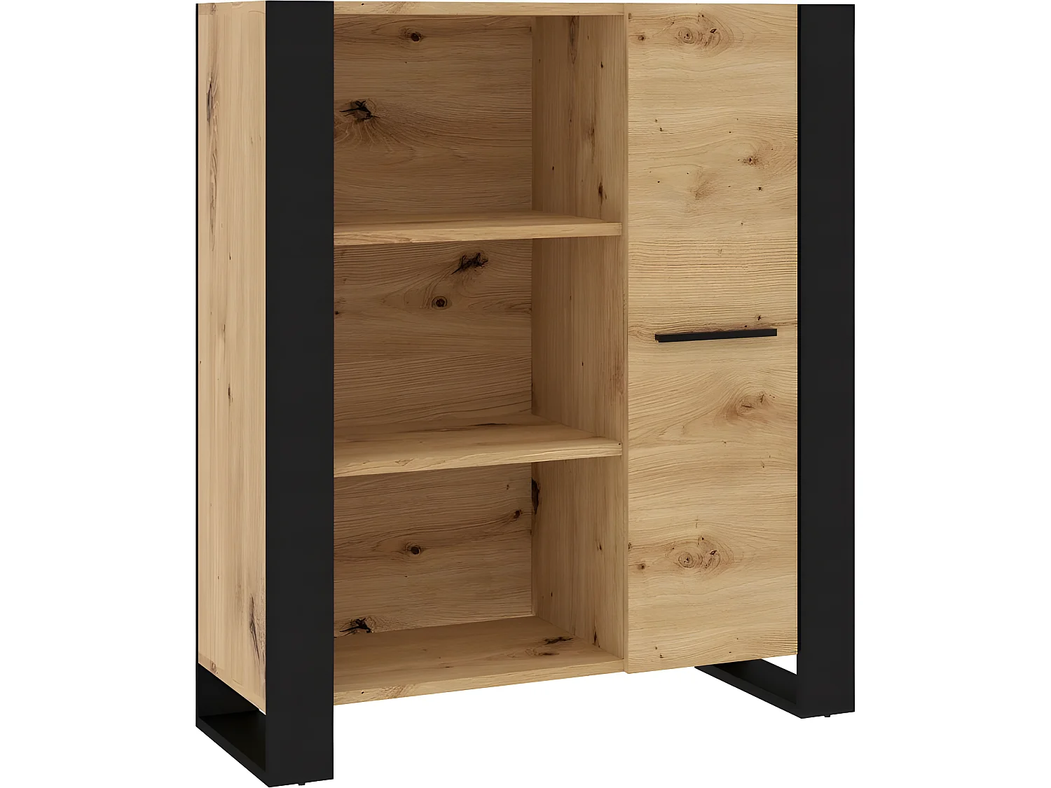 Commode de rangement Meuble Nuka J 110x90x45cm (HxlxP) buffet sideboard couleur chene