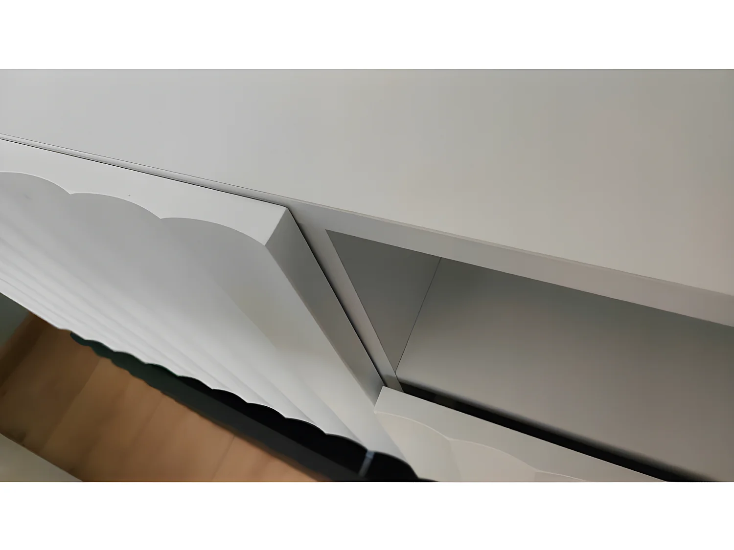 Commode de rangement Meuble universel noir mat 200x87x42cm VAGUE sur pieds avec 4 portes pieds noir