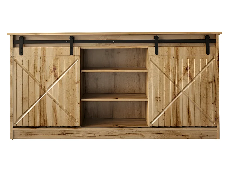 Commode de rangement Meuble universel couleur Chêne wotan 160x81x35cm GRANGE porte coulissante