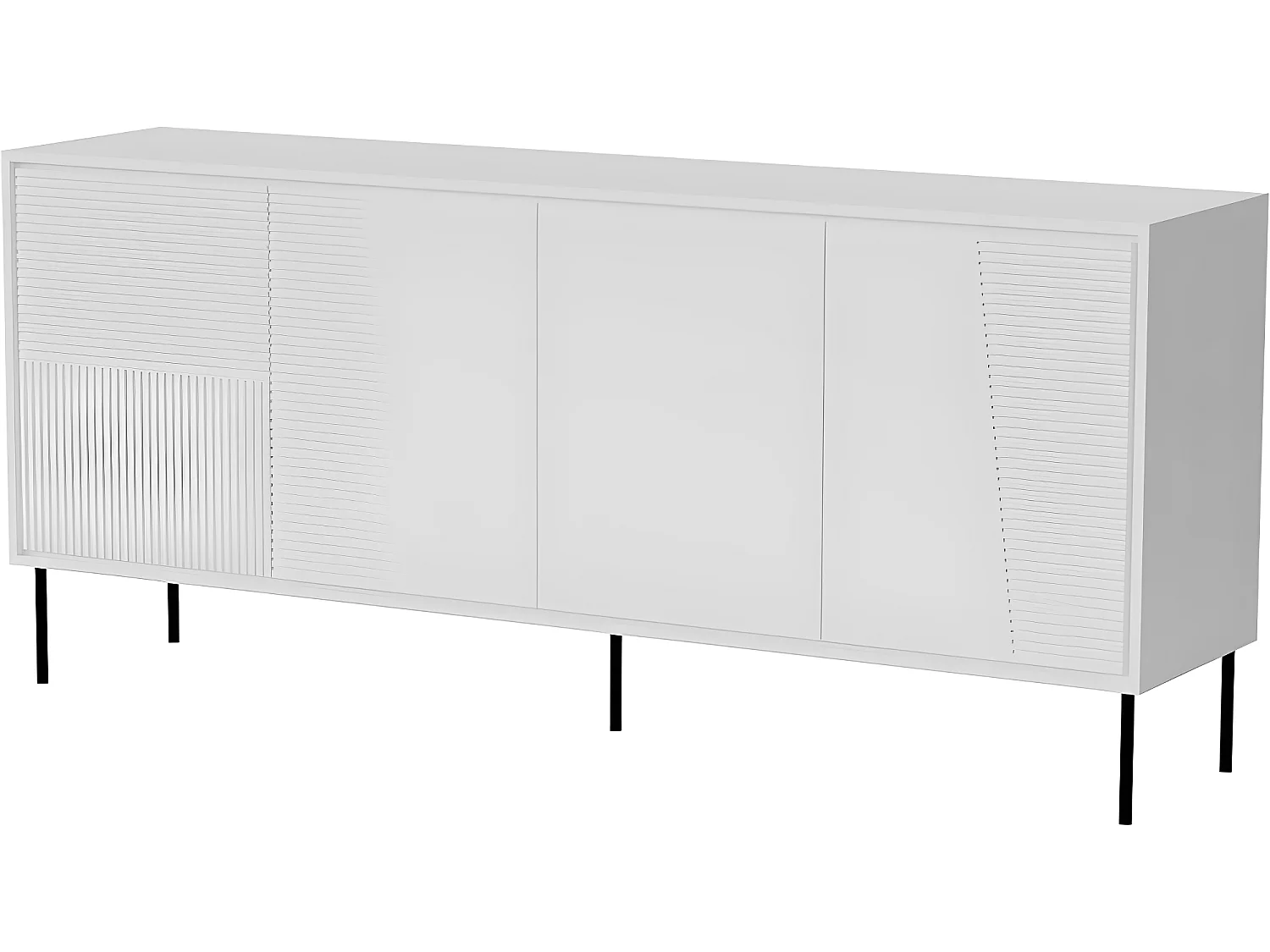 Commode de rangement Meuble universel blanc mat 200x88x45cm ADANA sur pieds avec 4 portes