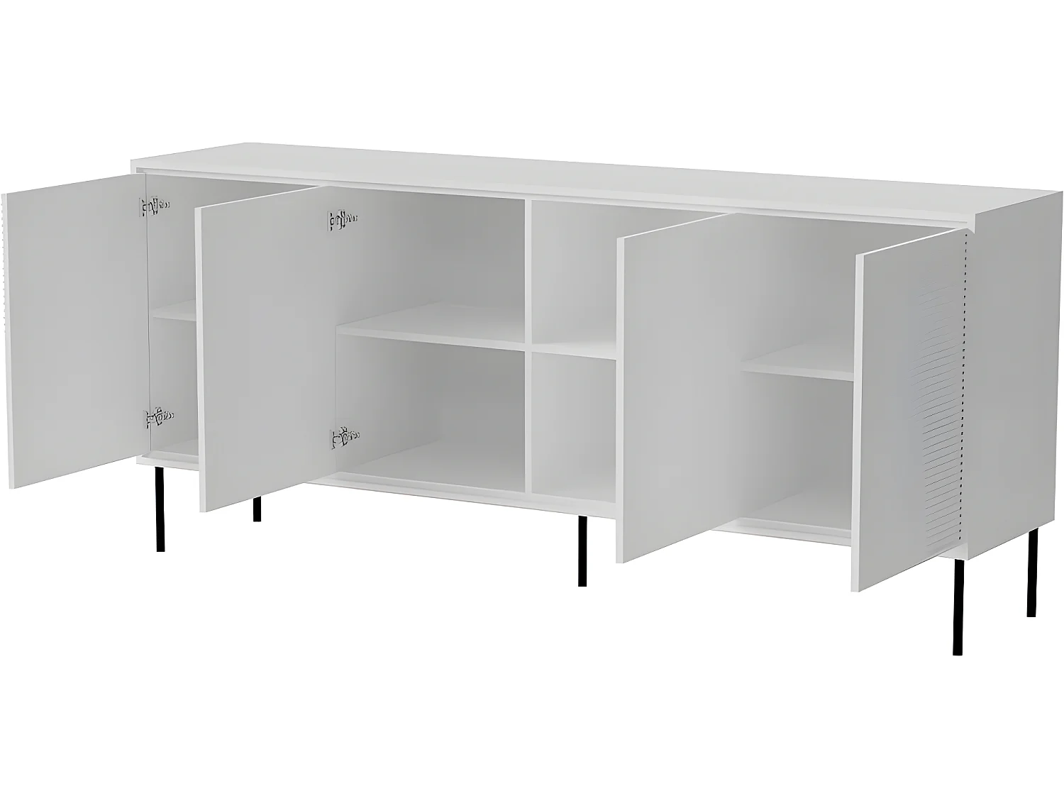 Commode de rangement Meuble universel blanc mat 200x88x45cm ADANA sur pieds avec 4 portes