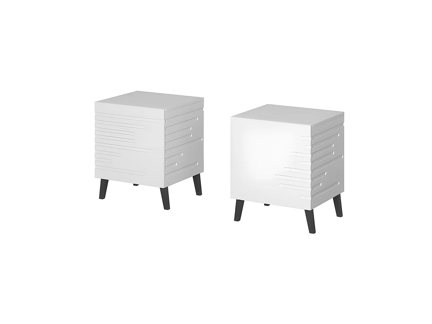 Table de chevet Set de 2x NOVAK 44x52x40 cm avec tiroir Blanc de haute qualité