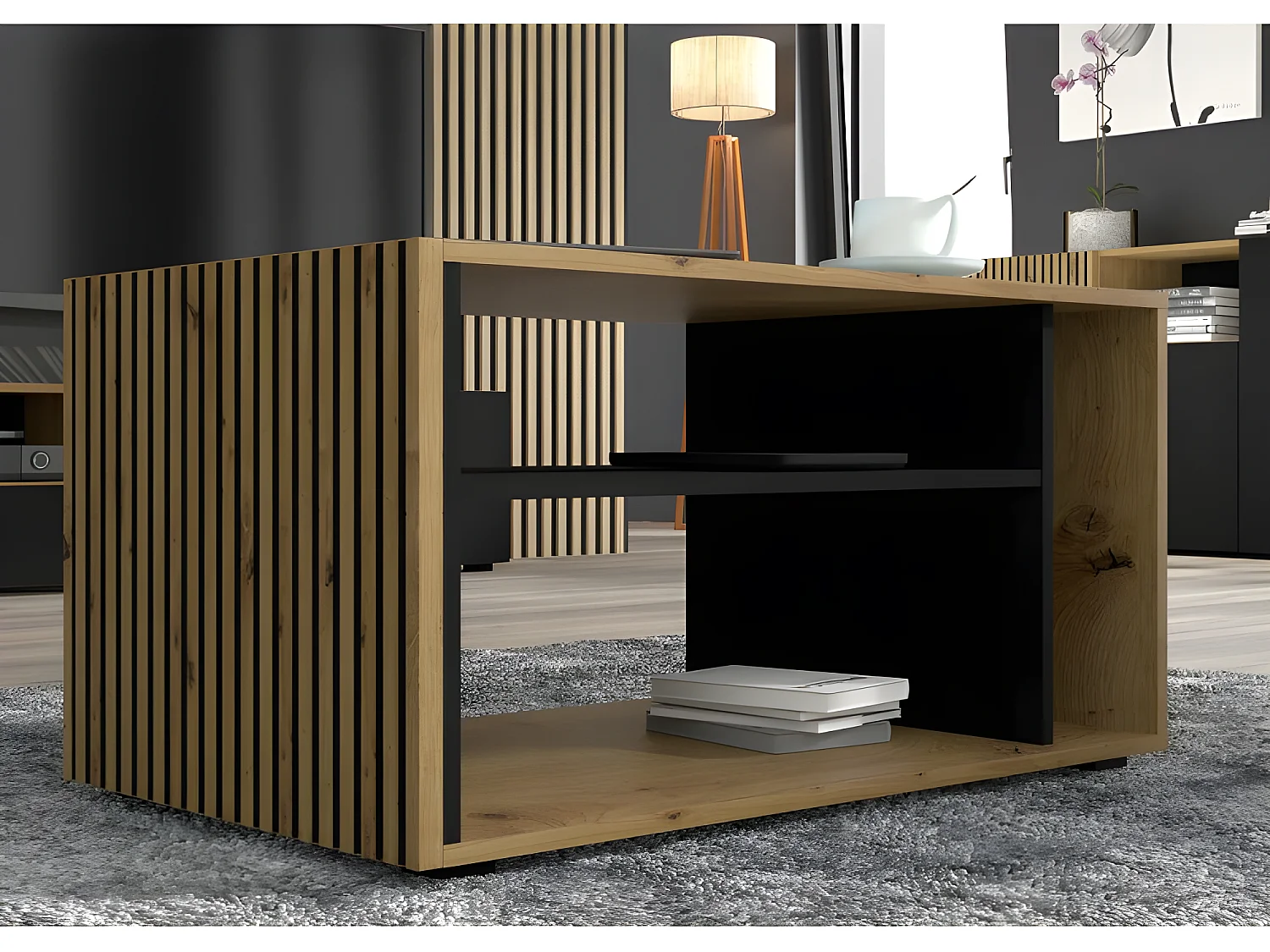 Table basse Noir 84x55cm  Auris design moderne de haute qualité