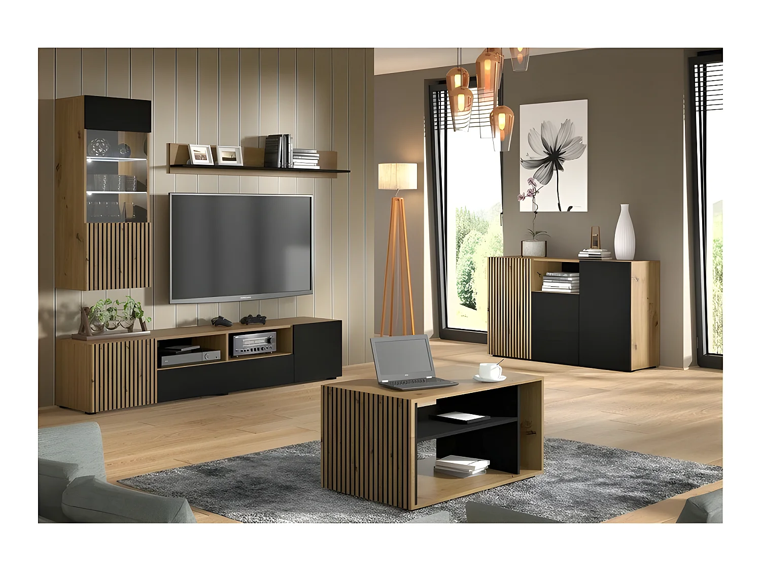 Table basse Noir 84x55cm  Auris design moderne de haute qualité