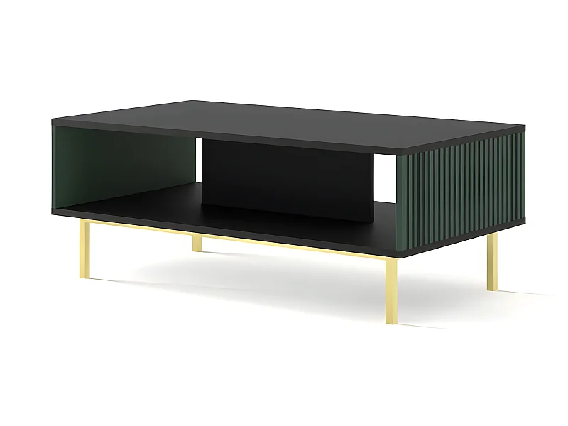 Table basse Noir/Vert foncé 90x60x45 RAVI F PEINT Pied Cadré or