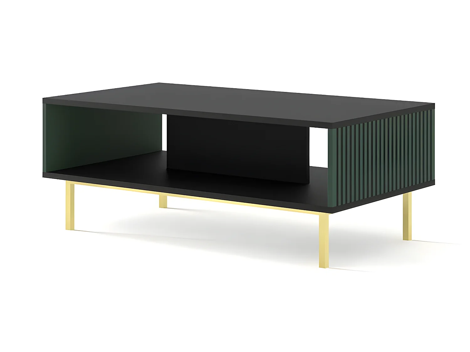 Table basse Noir/Vert foncé 90x60x45 RAVI F PEINT Pied Cadré or