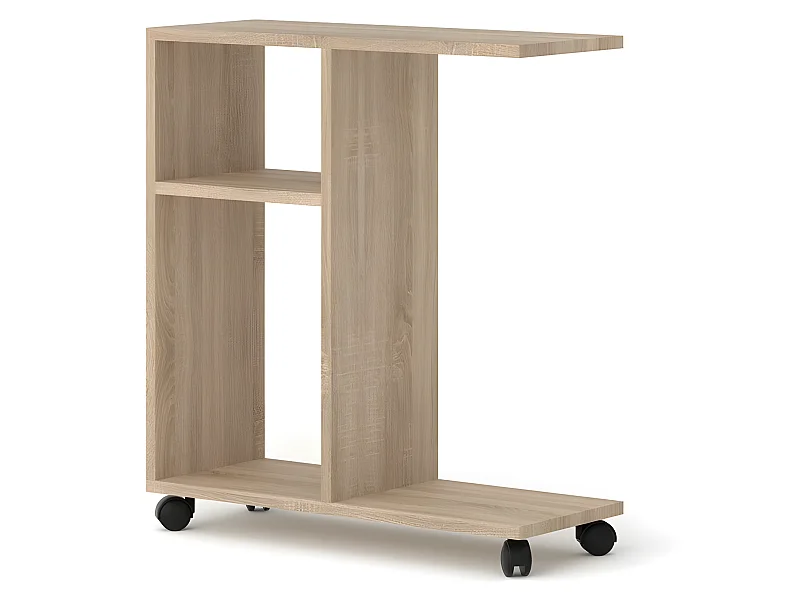 Table basse Organisateur 60x22x65cm(LxPxH)TRASCO 1 Sonoma sur roulettes design moderne