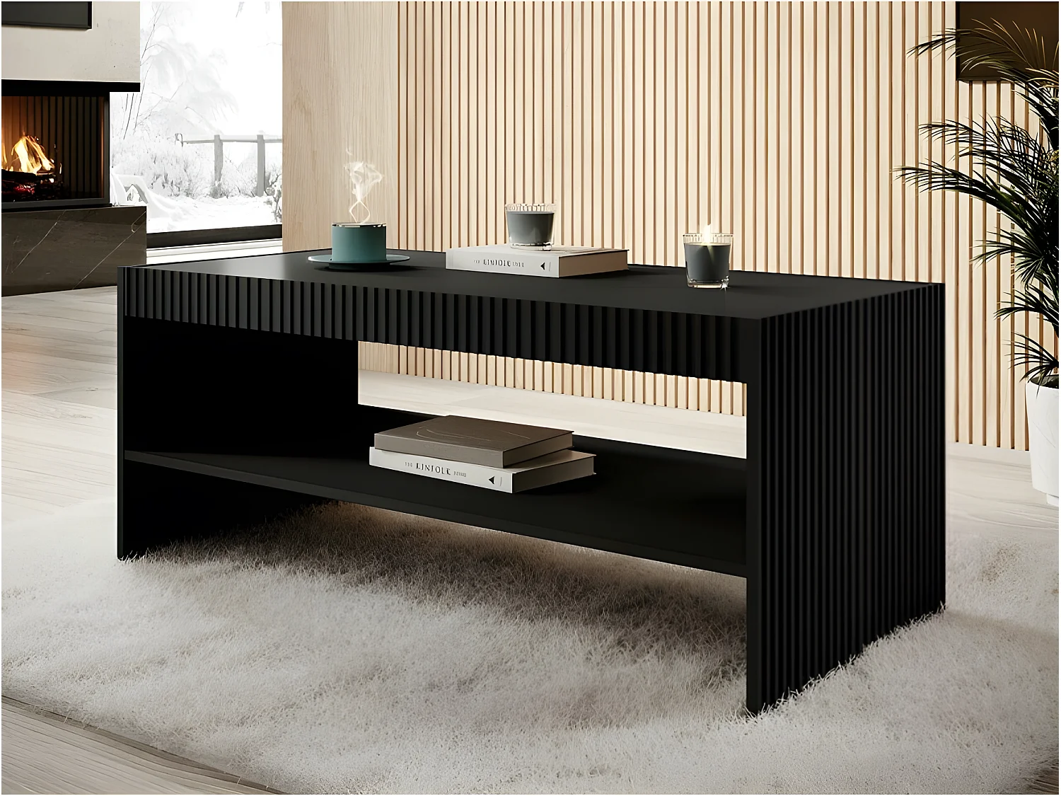 Table basse 120x57cm PALACE Noir design moderne de haute qualité