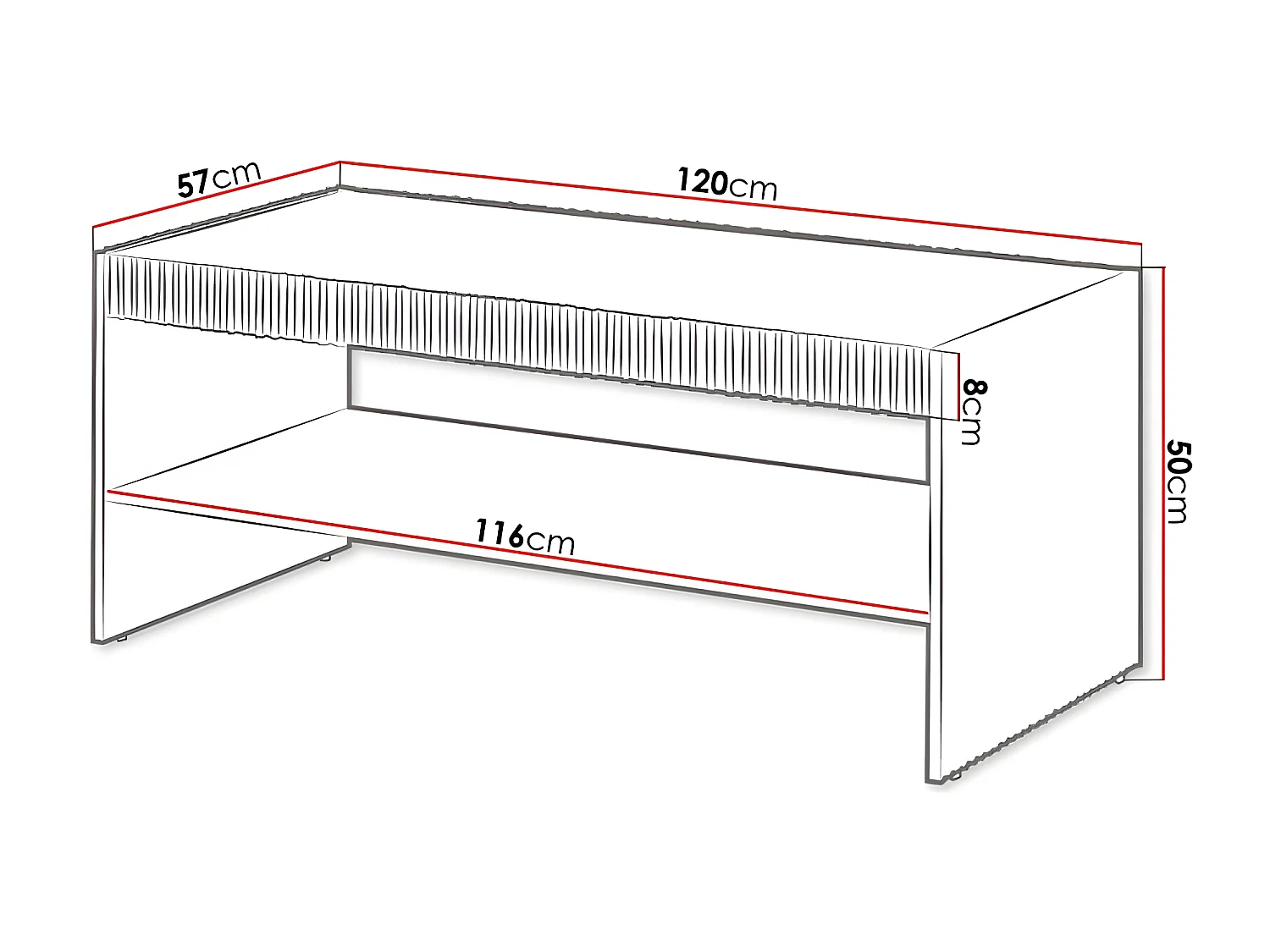 Table basse 120x57cm PALACE Blanc design moderne de haute qualité