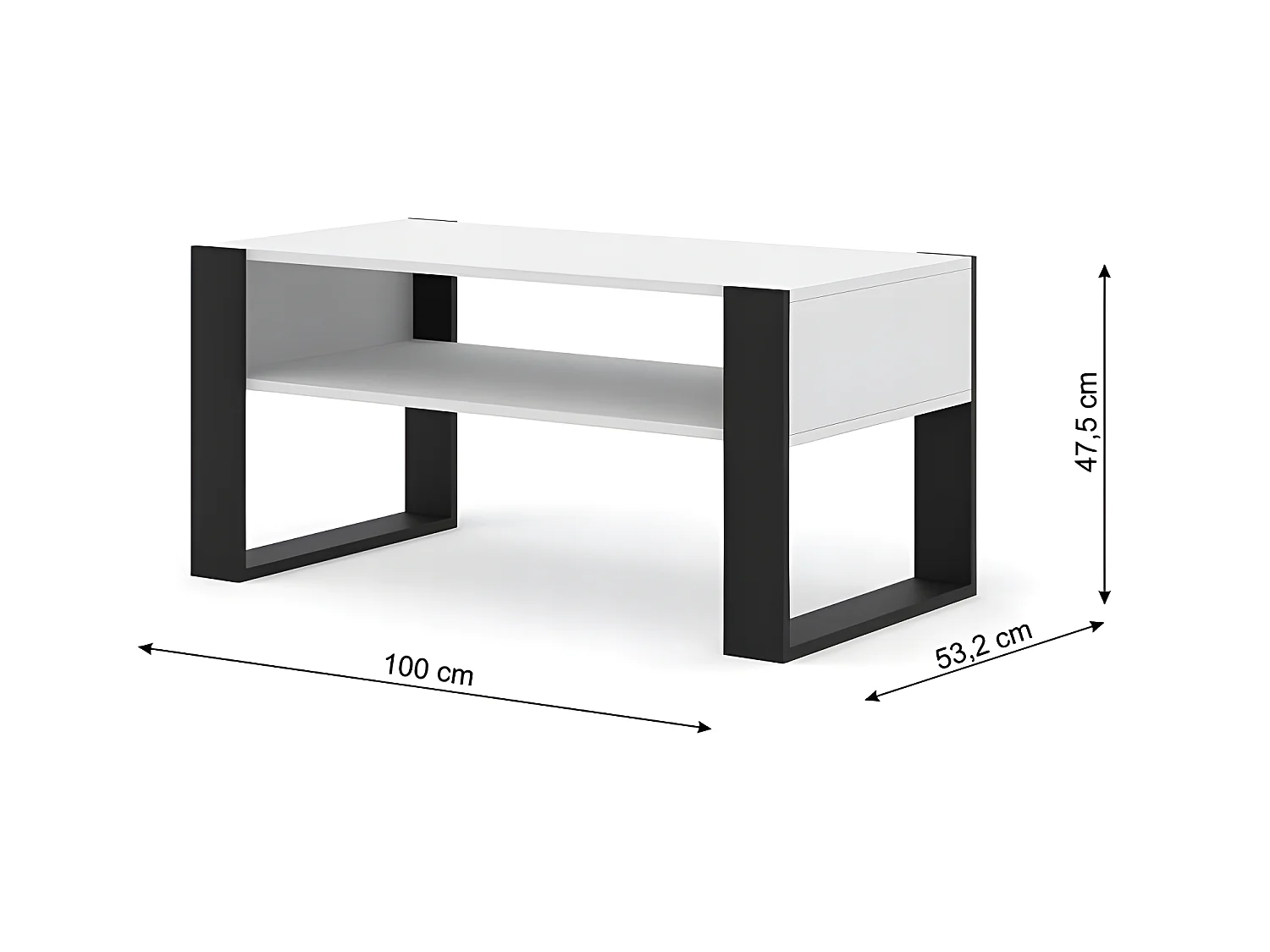 Table basse couleur blanc mat MONDI 100x50cm design moderne de haute qualité