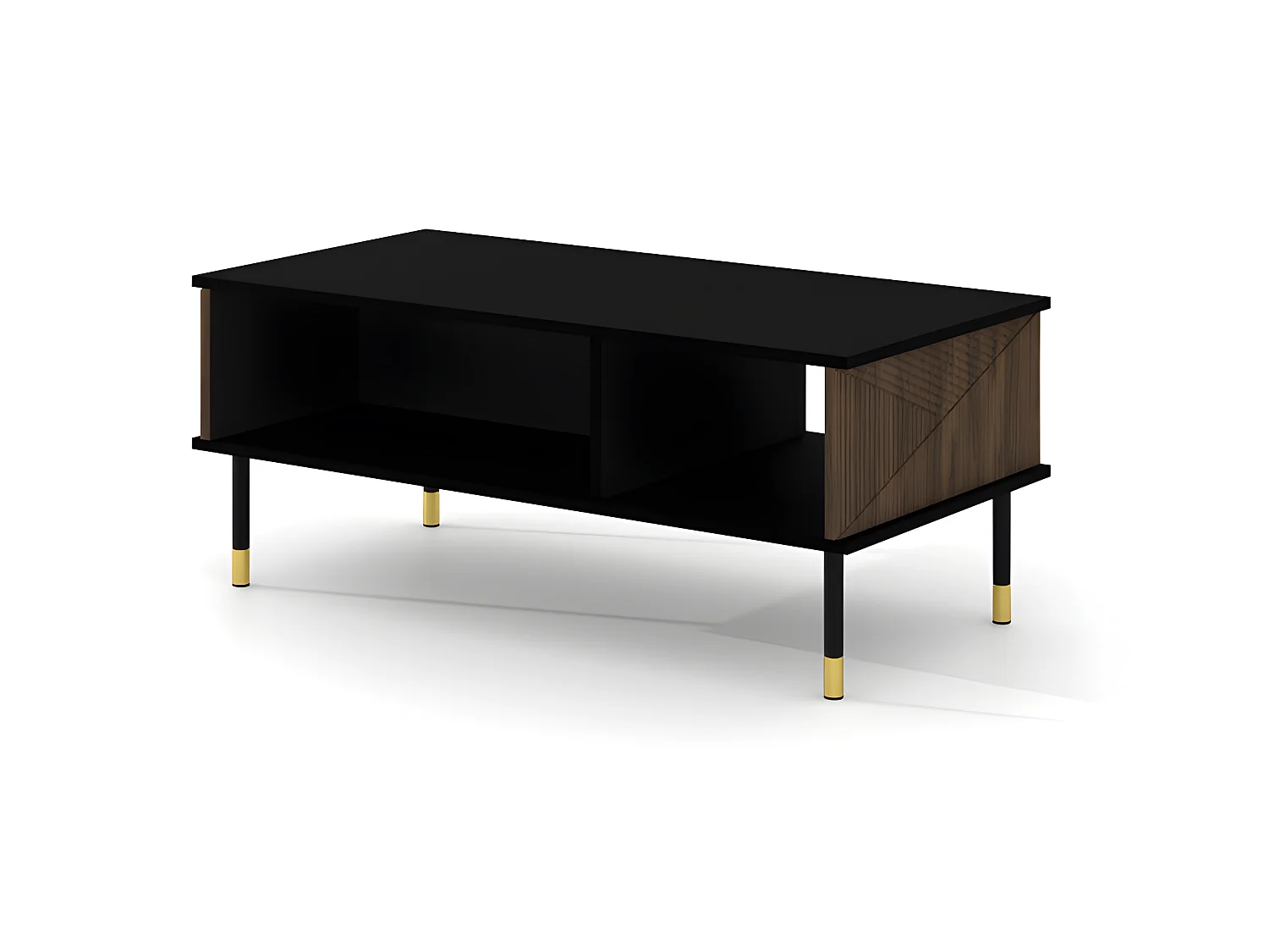 Table basse 110x55 cm fraisée sur pieds couleur chêne catania WODUN