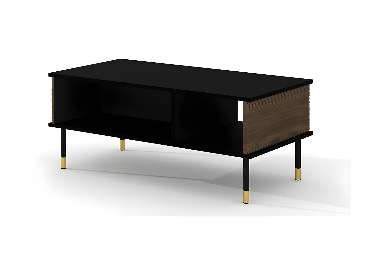 Table basse 110x55 cm fraisée noir mat / chêne catania MESHEWOOD
