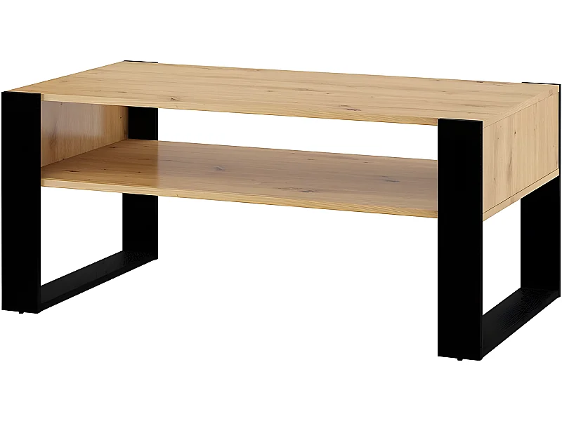 Table basse en chêne avec étagère Nuka F Noir 110 x 60 cm moderne de haute qualité
