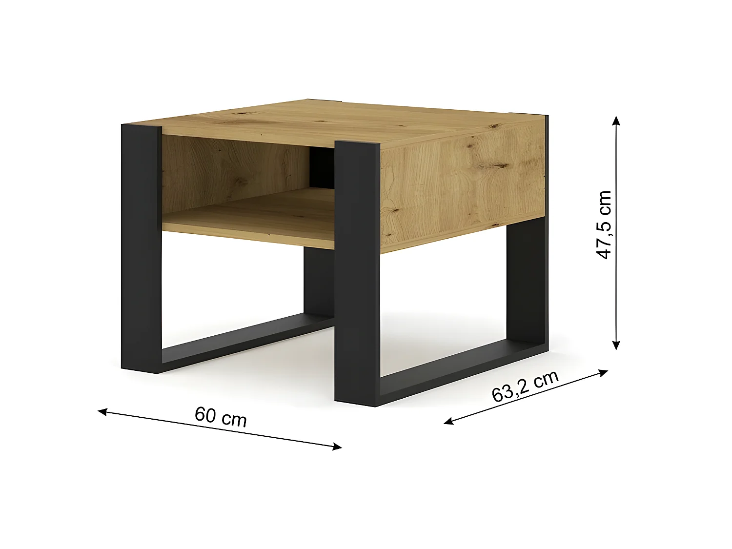 Table basse couleur MONDI chêne artisan 60x60cm design moderne de haute qualité