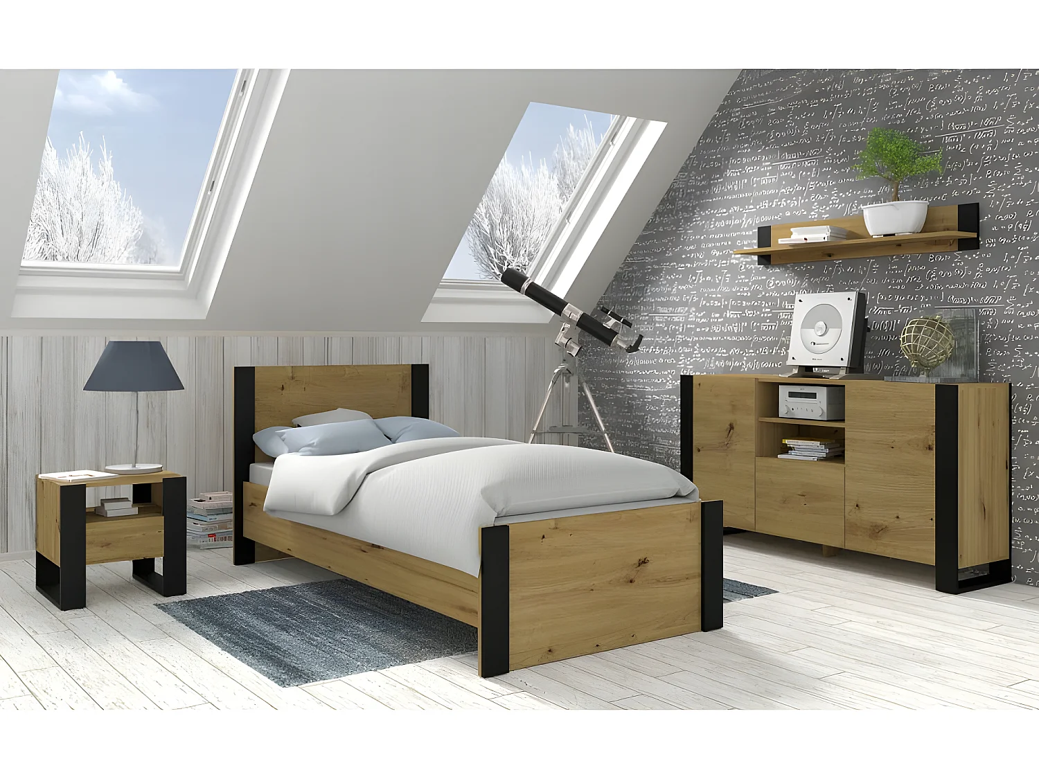 Table basse couleur MONDI chêne artisan 60x60cm design moderne de haute qualité