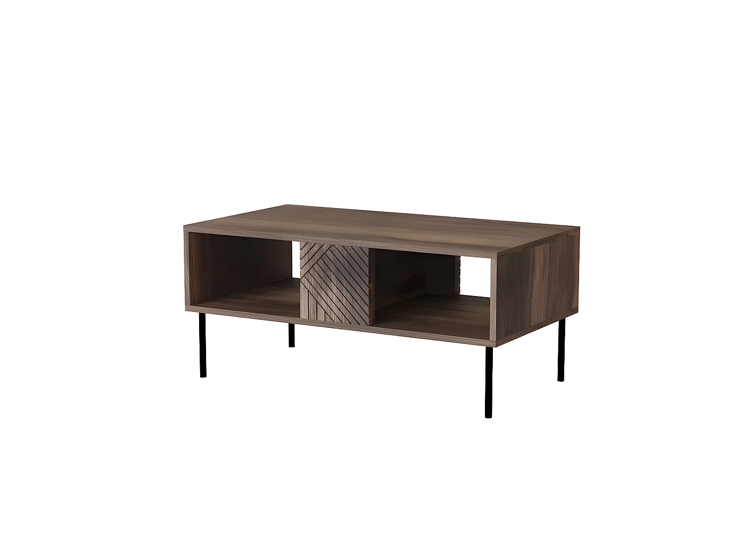 Table basse noir mat 100x55cm avec étagére de haute qualité modèle NOCO couleur Noix