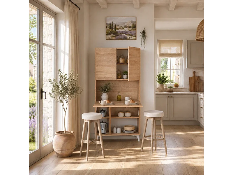 Armoire Placard Convertible en bureau et table Home office 175x80x36cm « Meggie-Sonoma Chêne»