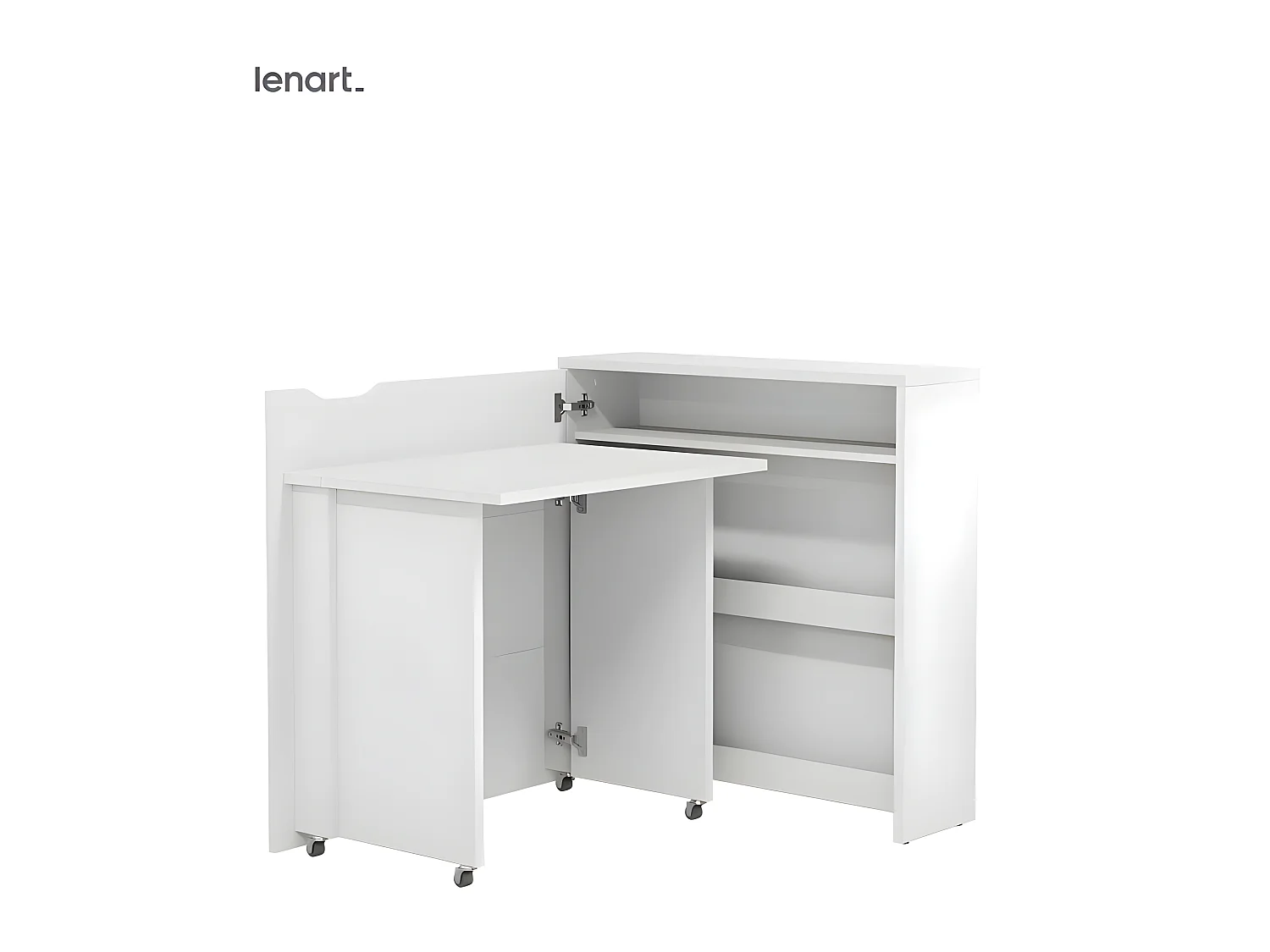 Lenart Bureau extensible avec rangement 90cm OFFICE CONSUS SLIM CW02L blanc brillant gauche