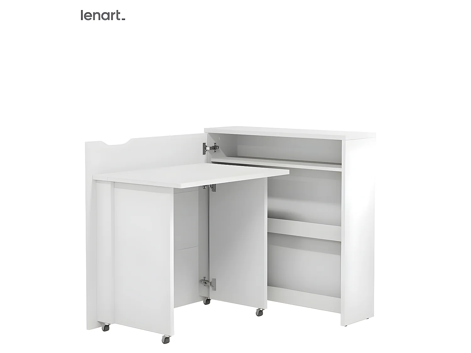 Lenart Bureau extensible avec rangement 90cm OFFICE CONSUS SLIM CW02L blanc brillant gauche