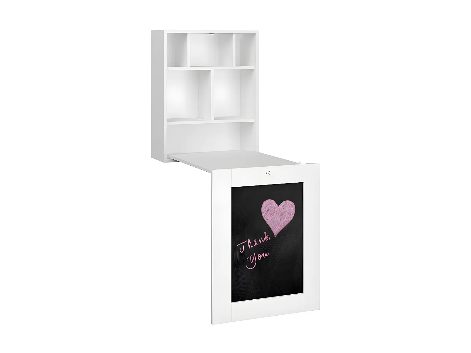 Bureau pliable TILT Table murale pliante pour ordinateur Bureau ménager Blanc mat