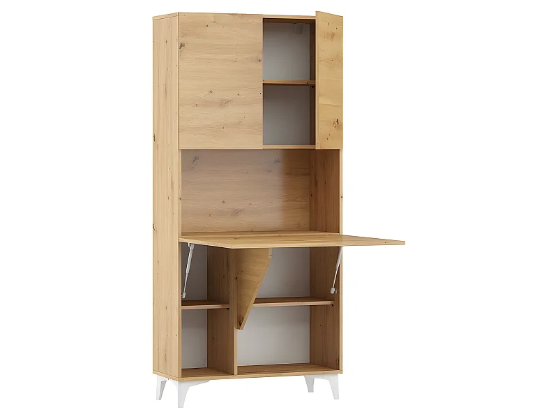 Armoire Placard Convertible en bureau et table Home office 175x80x36cm « Meggie-Chêne Artisan»