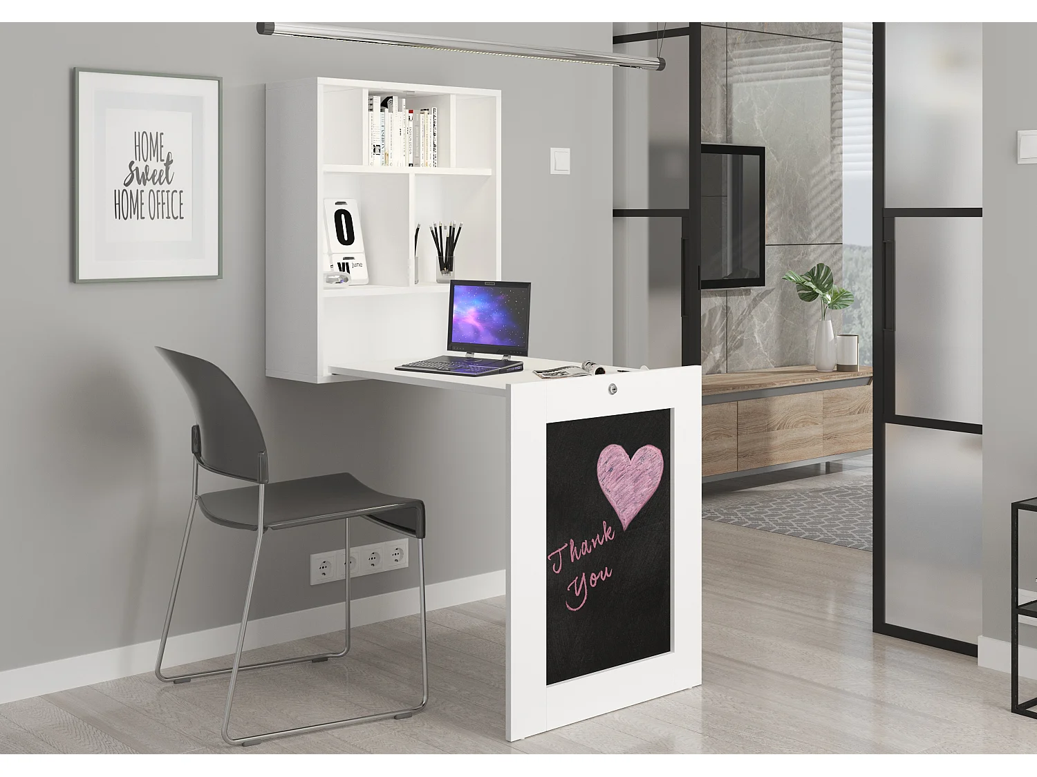 Bureau pliable TILT Table murale pliante pour ordinateur Bureau ménager Sonoma Chêne