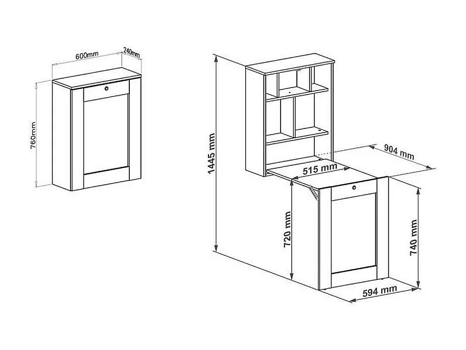 Bureau pliable TILT Table murale pliante pour ordinateur Bureau ménager Sonoma Chêne