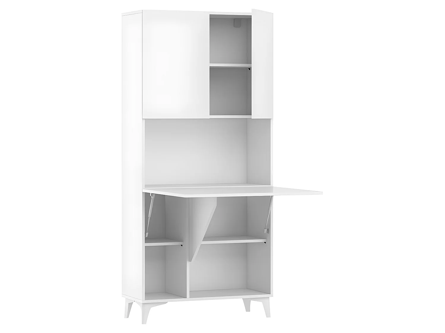 Armoire Placard Convertible en bureau et table Home office 175x80x36cm « Meggie-Blanc brillant(front)/blanc mat(corps)»