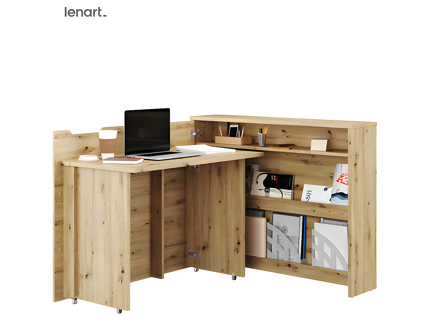 Lenart Bureau extensible avec rangement 115cm OFFICE CONSUS CW01L chêne artisan gauche