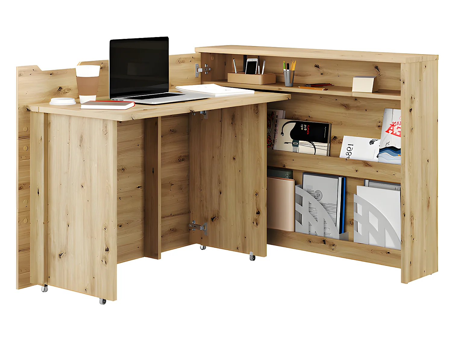 Lenart Bureau extensible avec rangement 115cm OFFICE CONSUS CW01L chêne artisan gauche