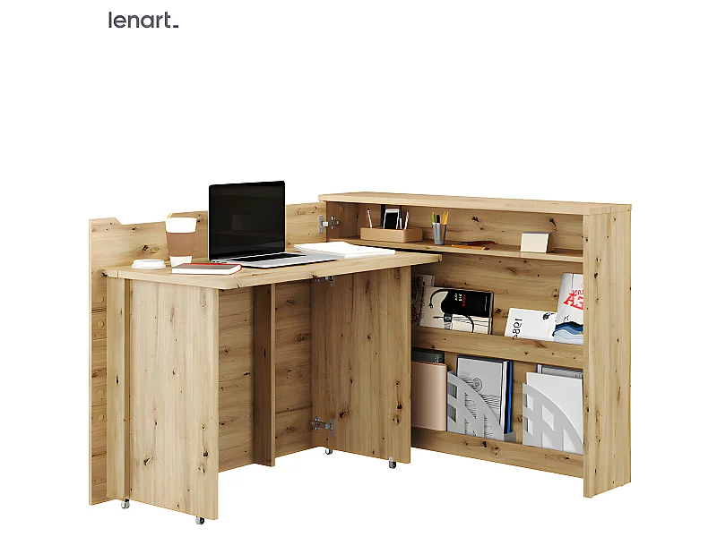 Lenart Bureau extensible avec rangement 115cm OFFICE CONSUS CW01L chêne artisan gauche