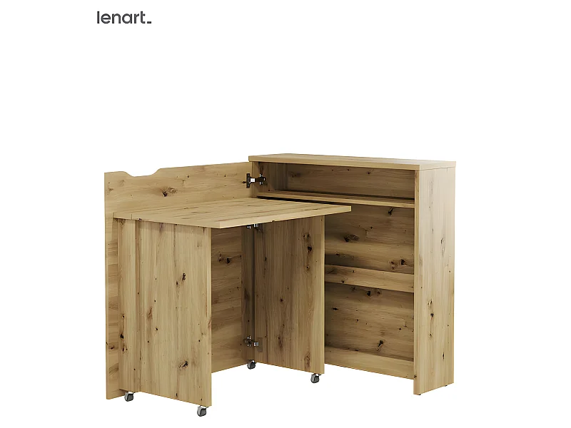 Lenart Bureau extensible avec rangement 90cm OFFICE CONSUS SLIM CW02L chene artisan gauche