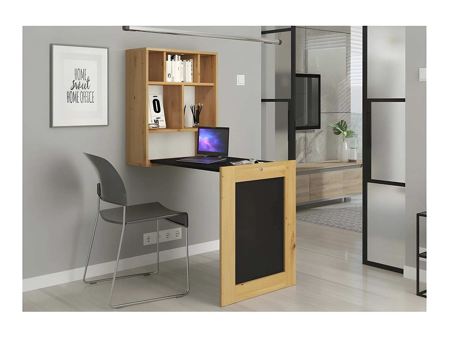 Bureau pliable TILT Table murale pliante pour ordinateur Bureau ménager Noir mat