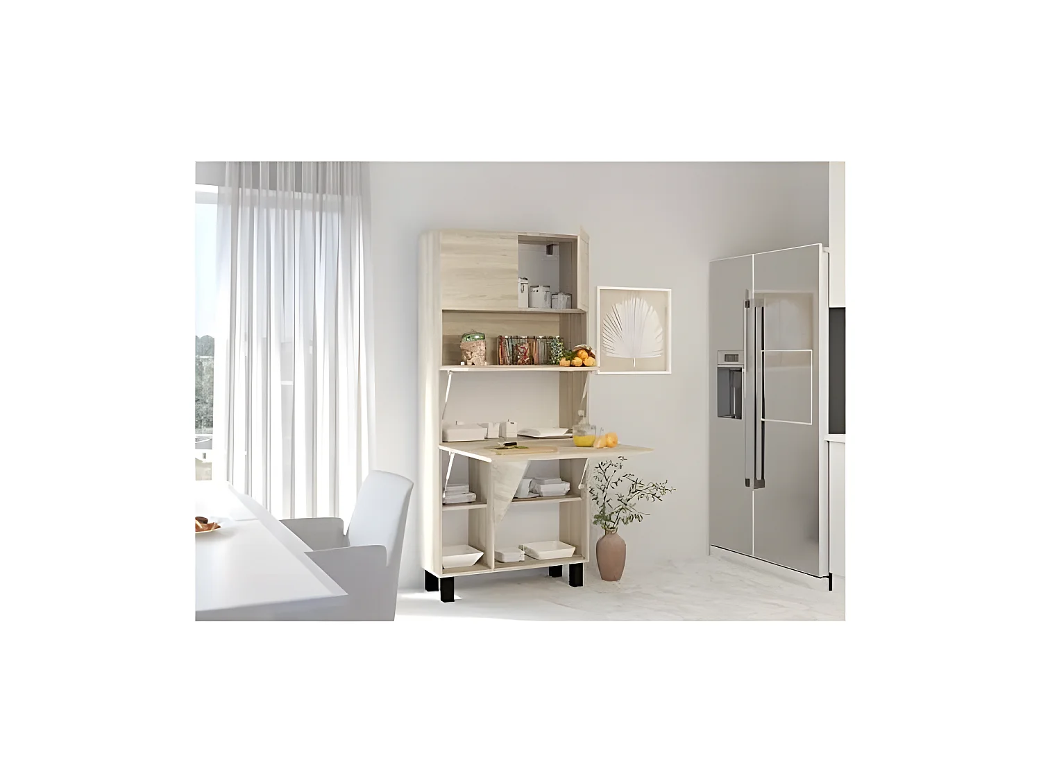 Armoire Placard Convertible en bureau et table Home office 175x80x32cm «Homi- Chêne sonoma clair/chêne sonoma clair»