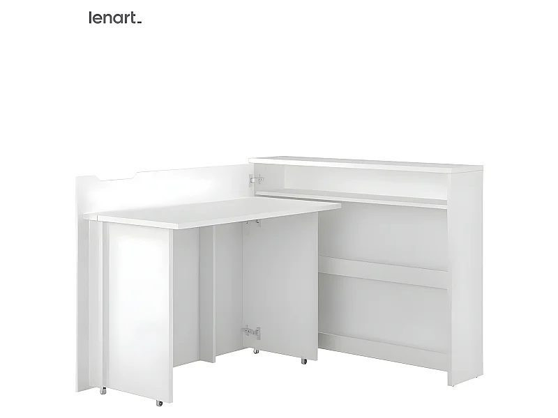 Lenart Bureau extensible avec rangement 115cm OFFICE CONSUS CW01L blanc mat gauche