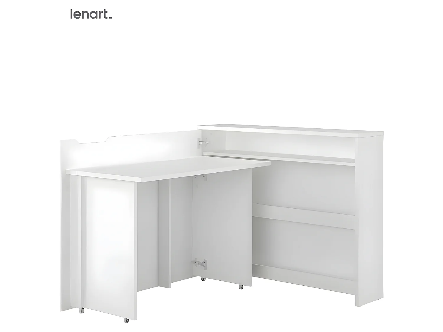 Lenart Bureau extensible avec rangement 115cm OFFICE CONSUS CW01L blanc mat gauche