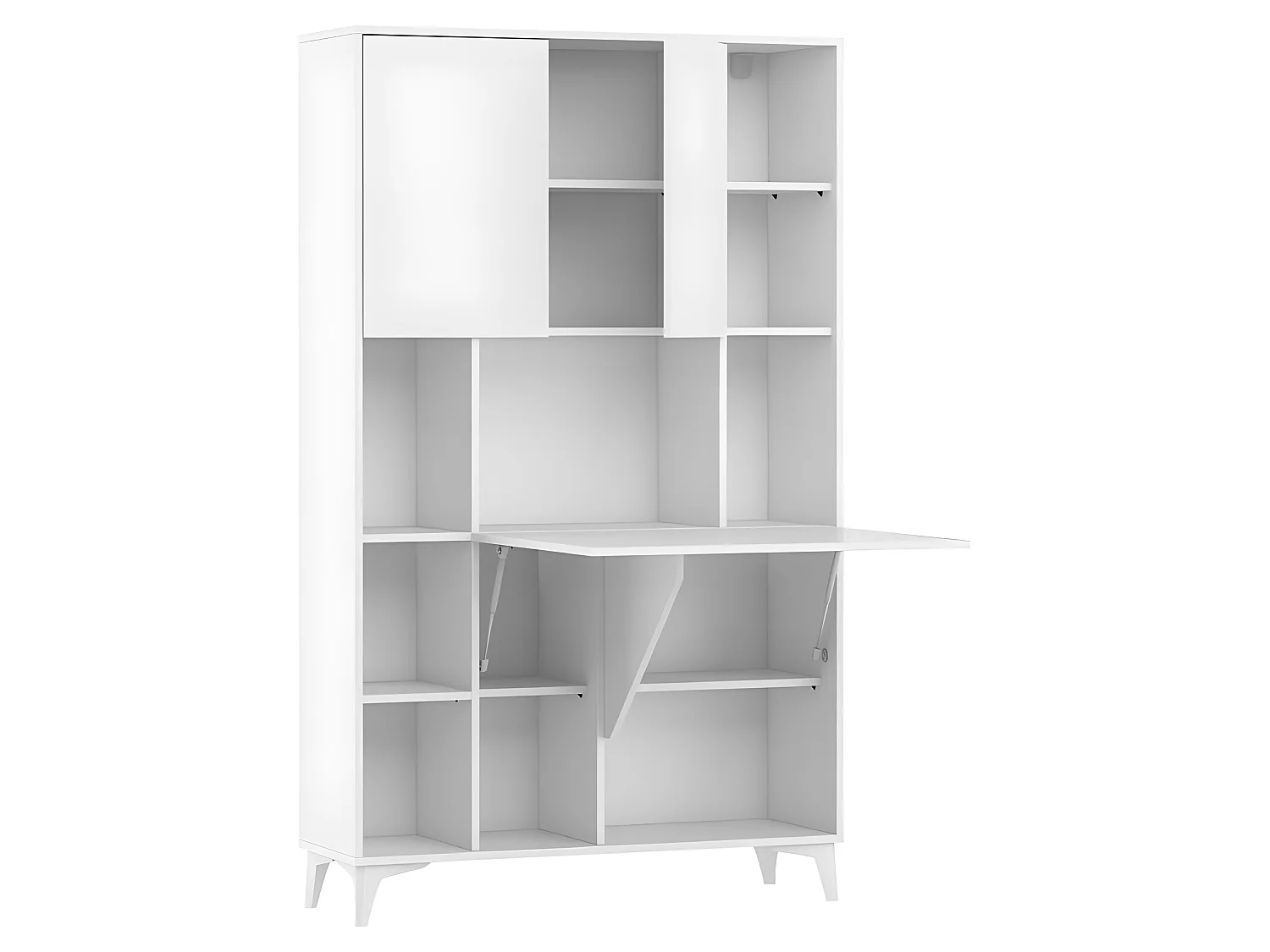 Armoire Placard Convertible en bureau et table Home office 175x105x34cm « Meggie 2-Blanc brillant»