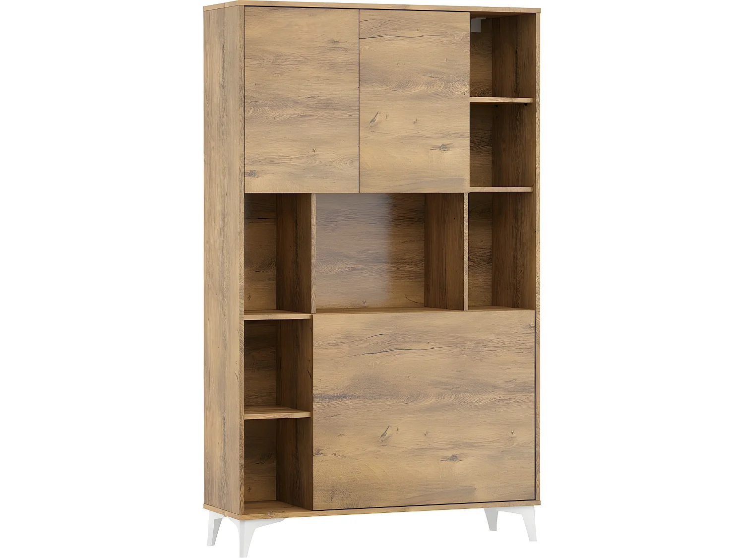 Armoire Placard Convertible en bureau et table Home office 175x105x34cm « Meggie 2-Chêne foncé»