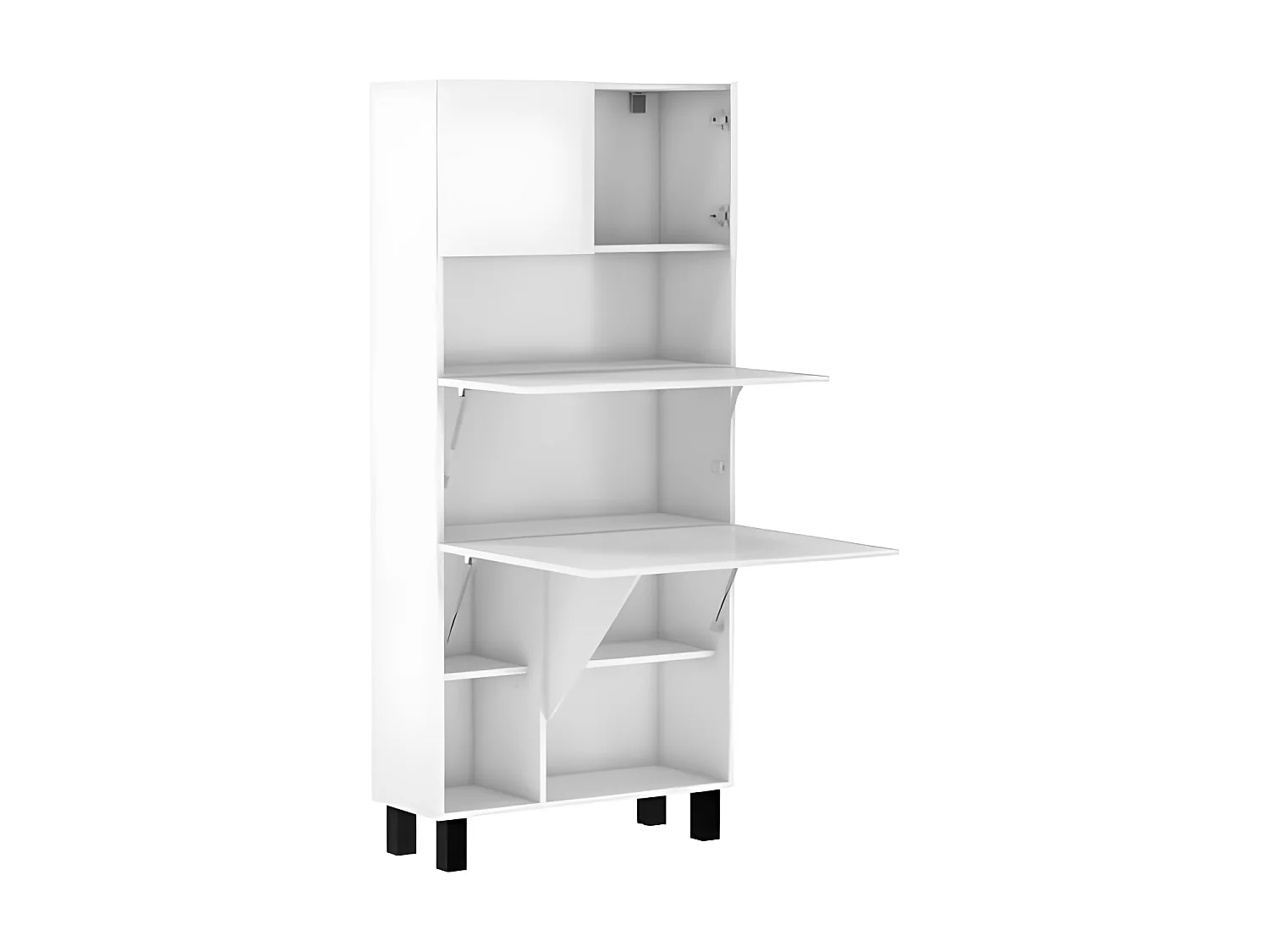 Armoire Placard Convertible en bureau et table Home office 175x80x32cm « Homi-Blanc mat/blanc mat »