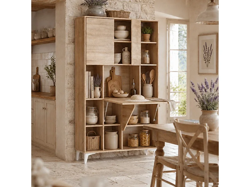 Armoire Placard Convertible en bureau et table Home office 175x105x34cm « Meggie 2-Sonoma artisan»