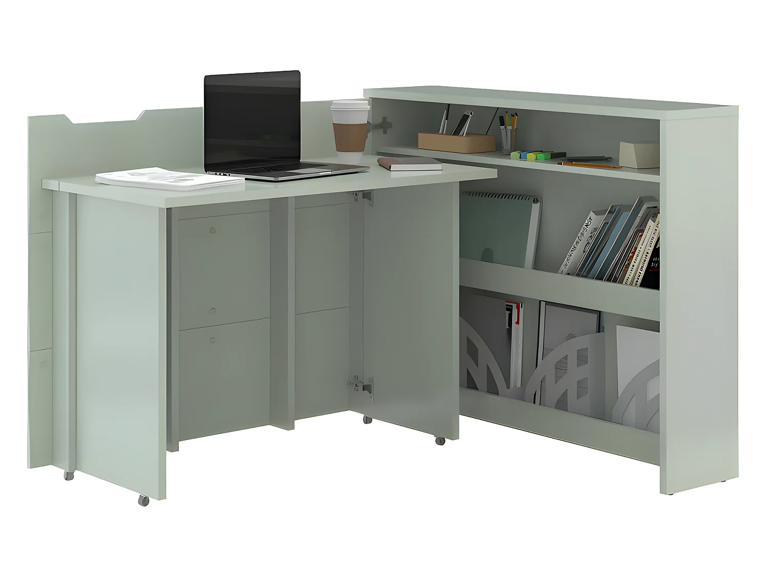 Lenart Bureau extensible avec rangement 115cm OFFICE CONSUS CW01L Sauge gauche