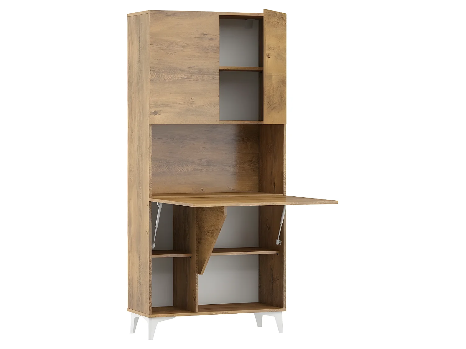Armoire Placard Convertible en bureau et table Home office 175x80x36cm « Meggie-Chêne foncé»
