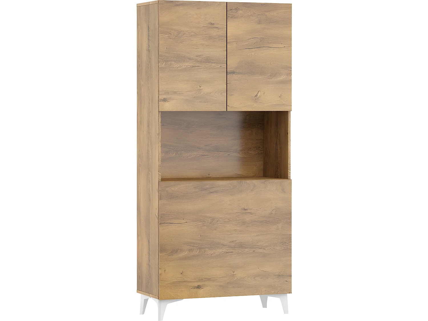 Armoire Placard Convertible en bureau et table Home office 175x80x36cm « Meggie-Chêne foncé»