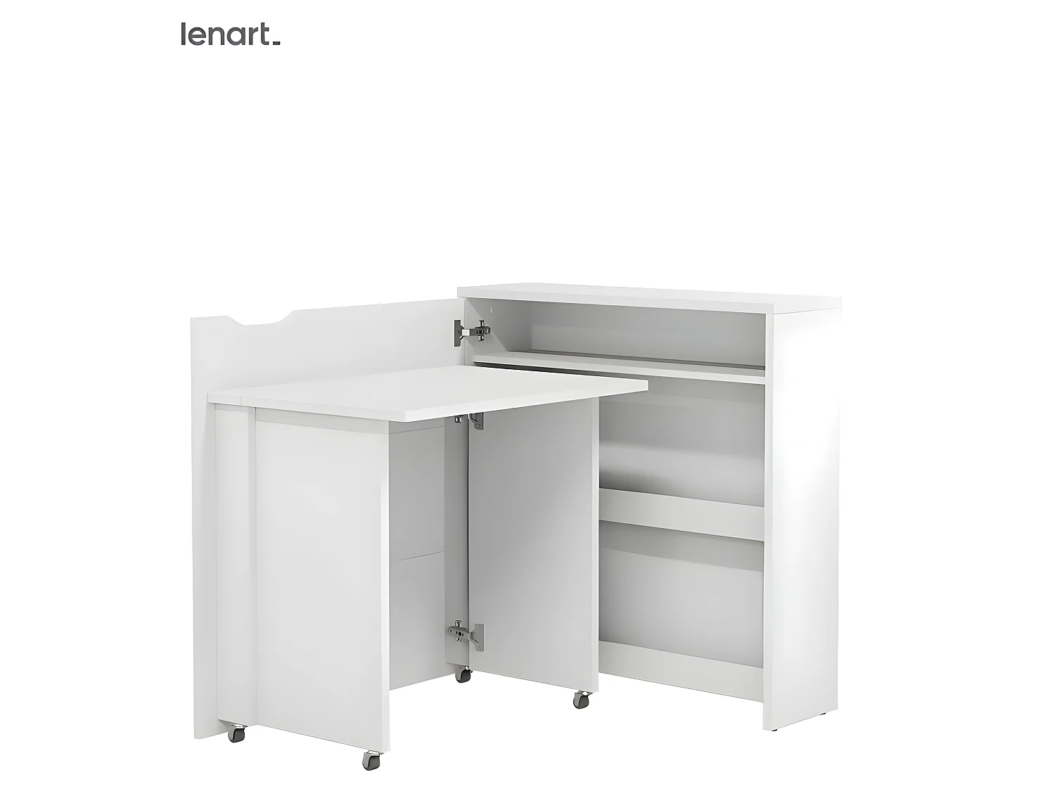 Lenart Bureau extensible avec rangement 90cm OFFICE CONSUS SLIM CW02L blanc mat gauche