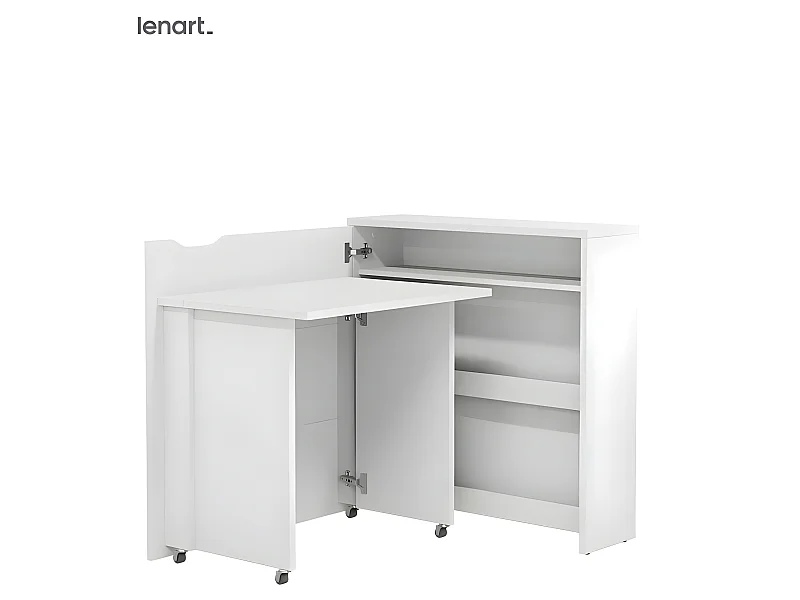 Lenart Bureau extensible avec rangement 90cm OFFICE CONSUS SLIM CW02L blanc mat gauche