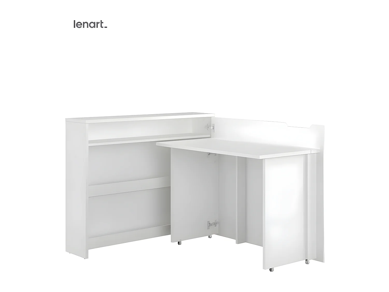 Lenart Bureau extensible avec rangement 115cm OFFICE CONSUS CW01P blanc brillant droit