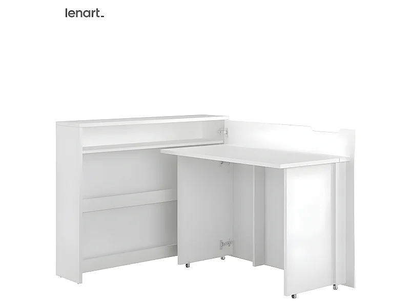 Lenart Bureau extensible avec rangement 115cm OFFICE CONSUS CW01P blanc brillant droit