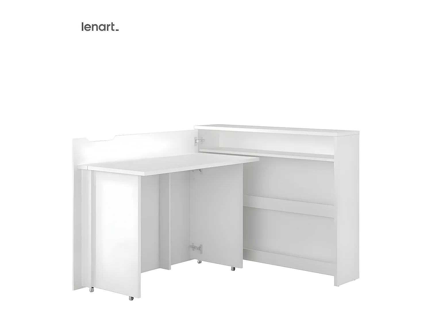 Lenart Bureau extensible avec rangement 115cm OFFICE CONSUS CW01L blanc brillant gauche