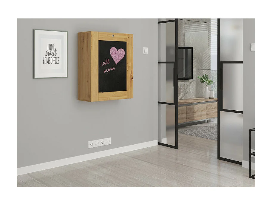 Bureau pliable TILT Table murale pliante pour ordinateur Bureau ménager Chêne artisan - Noir mat