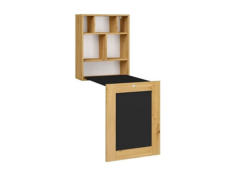 Bureau pliable TILT Table murale pliante pour ordinateur Bureau ménager Chêne artisan - Noir mat
